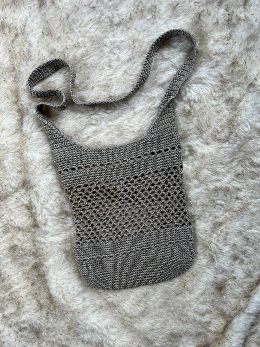 Natural Crochet Crossbody Handbag